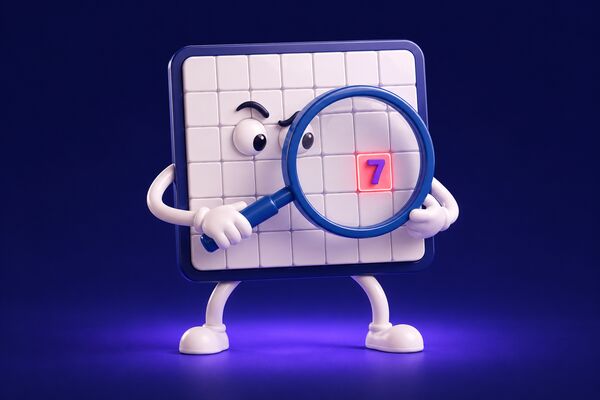 Un tablero de sudoku con lupa examinando una casilla suya marcada en rojo